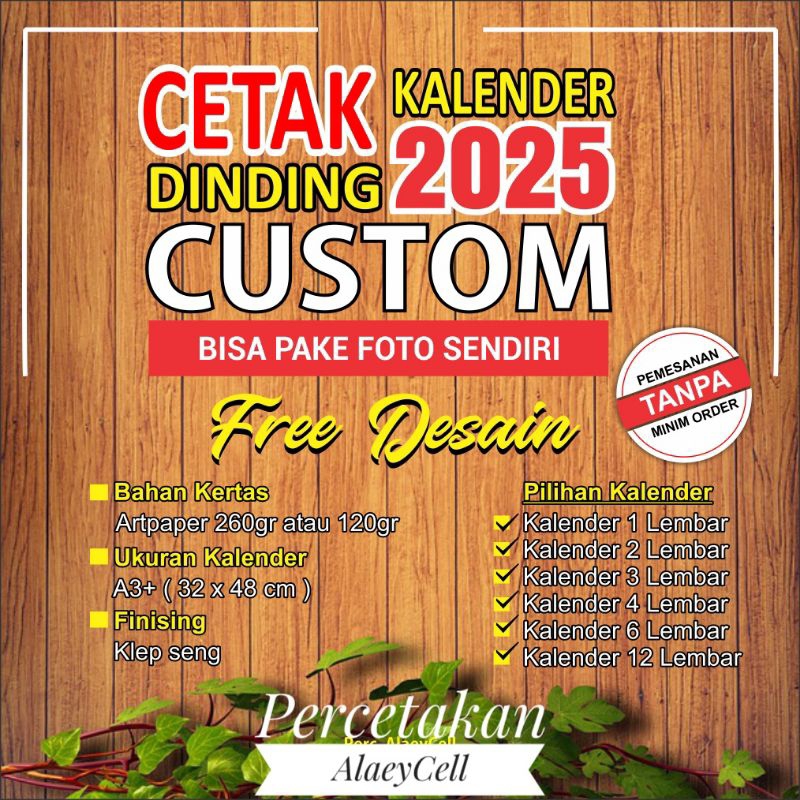 

KALENDER DINDING 2024 custom | SATU LEMBAR isi 12 bulan