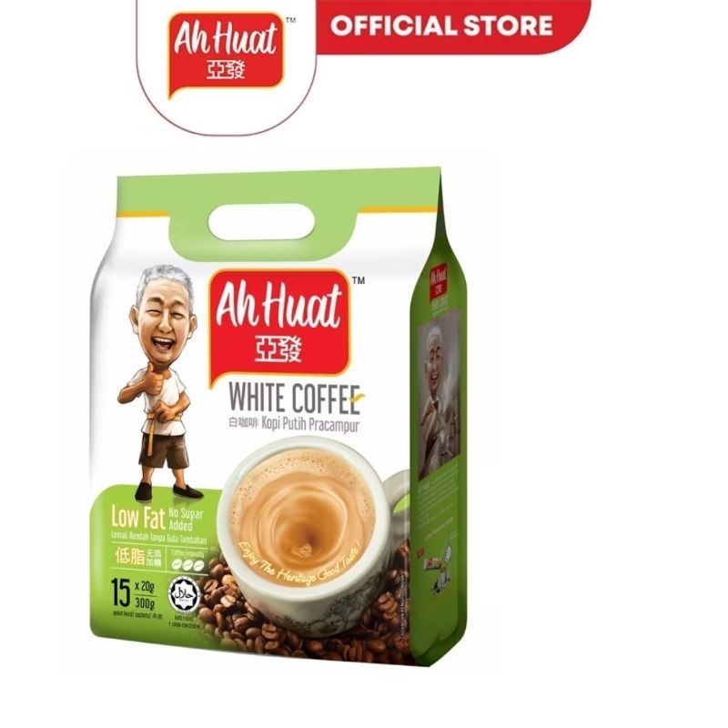 

Ah Huat White Coffee Ahuat Kopi Putih Pracampur 3 in 1 Low Fat No Sugar Exp 04 / 2026