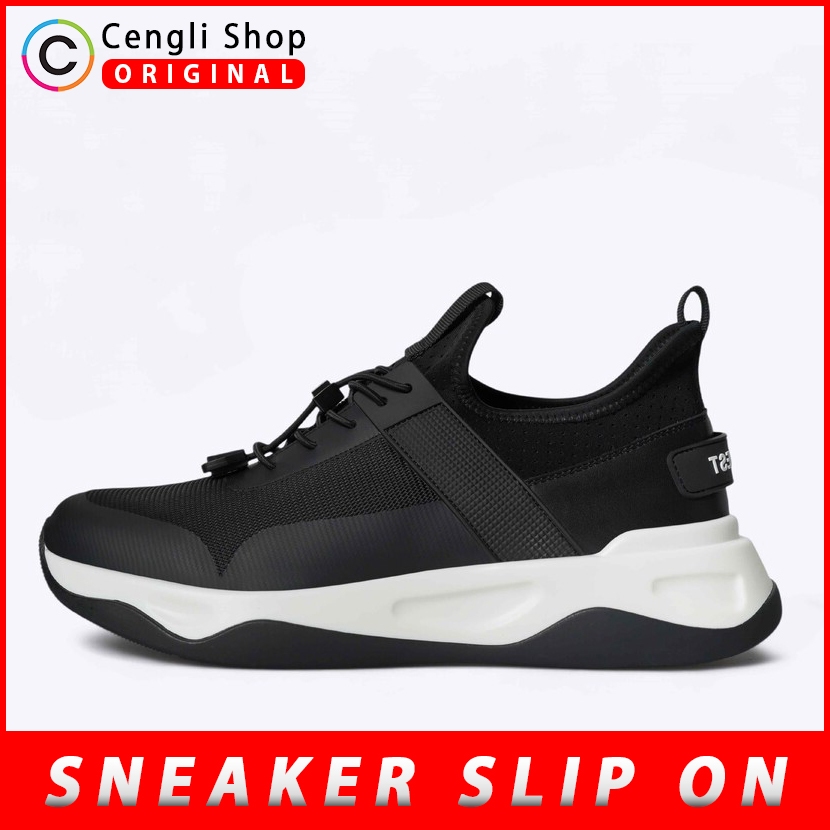 EM36 EVERBEST SEPATU SNEAKER PRIA ORIGINAL SNEAKERS SLIP ON CASUAL KETS HITAM