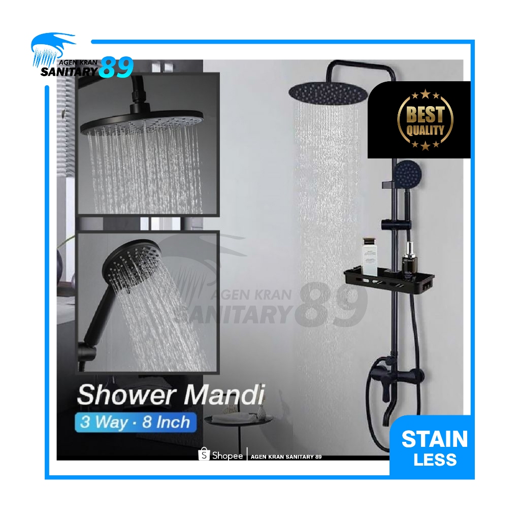 SHOWER COLOMN HITAM/SHOWER TIANG SET PANAS DINGIN/SHOWER PANAS DINGIN HITAM BULAT