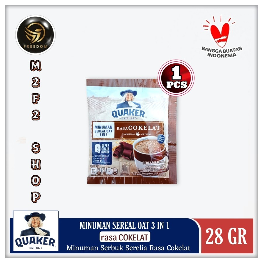 

Quaker Instant 3in1 Chocolate | Minuman Serbuk Sereal Oat Rasa Cokelat Sachet - 28 gr (Kemasan Satuan)