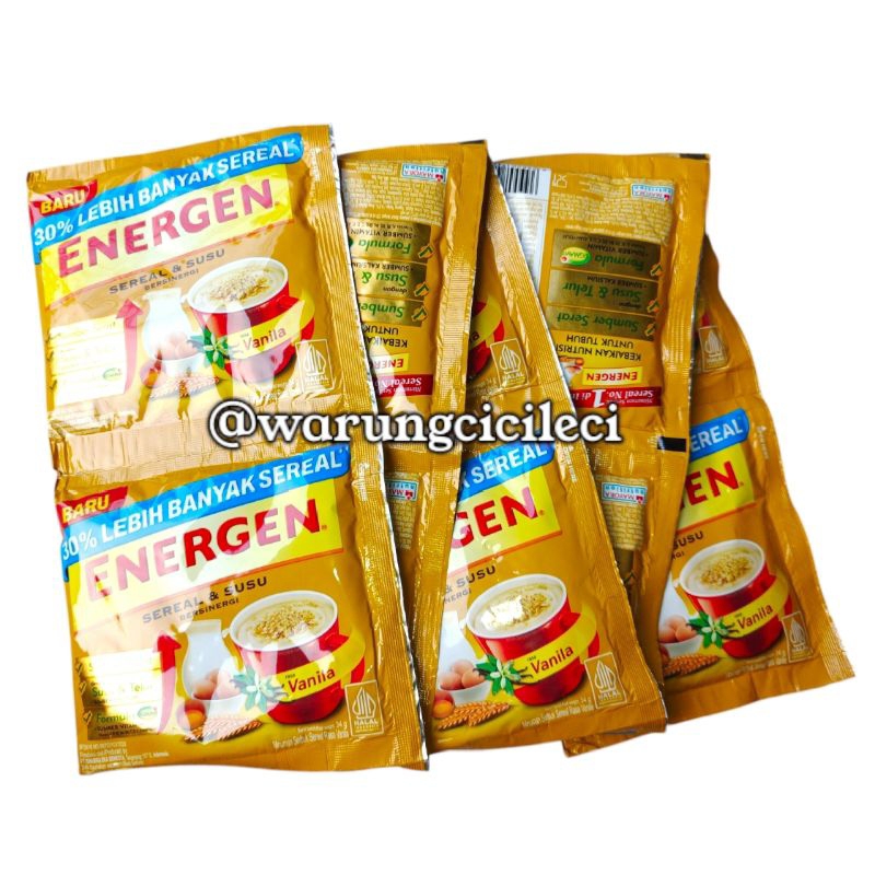 

ENERGEN - SEREAL & SUSU BERSINERGI RASA VANILA 34g x 10 pcs ( 1 RENCENG )