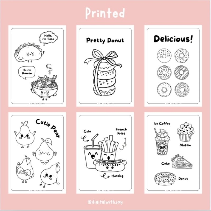 

PDF Food Coloring Book | Lembar Mewarnai Makanan | Cute Coloring Book | Mewarnai Anak | Mewarnai Dewasa | Coloring Worksheets