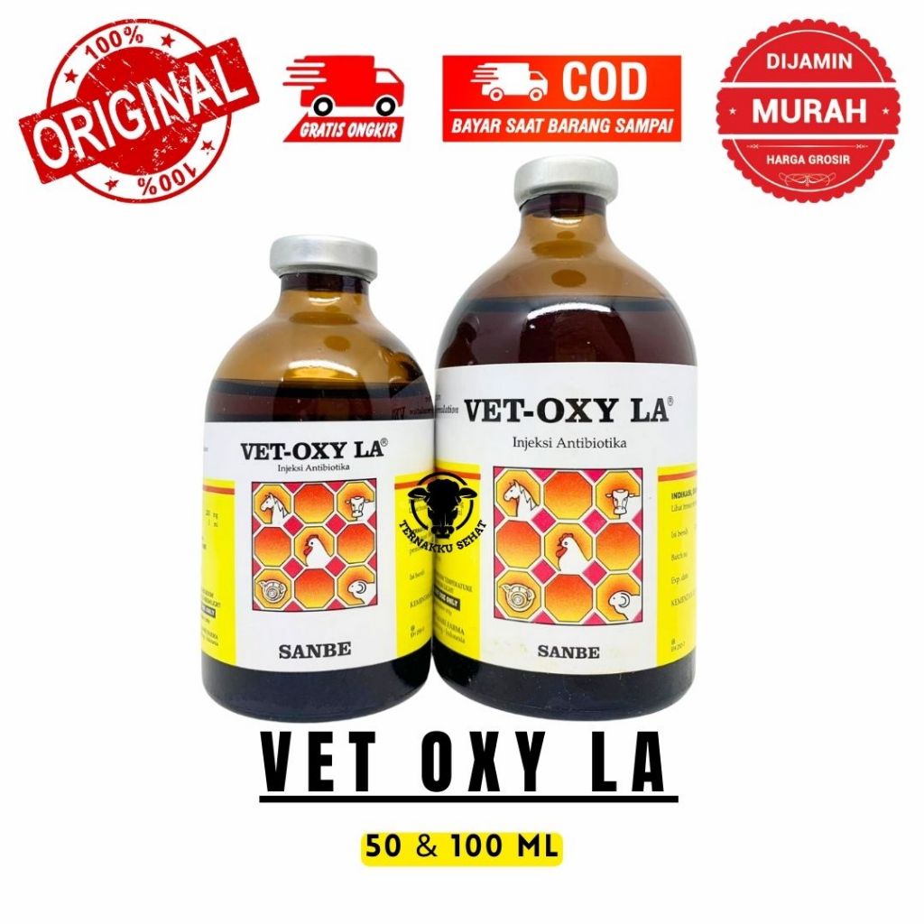 VET OXY LA 50 ml & VET OXY LA 100 ml SANBE - Obat Antibiotik Hewan Spektrum Luas