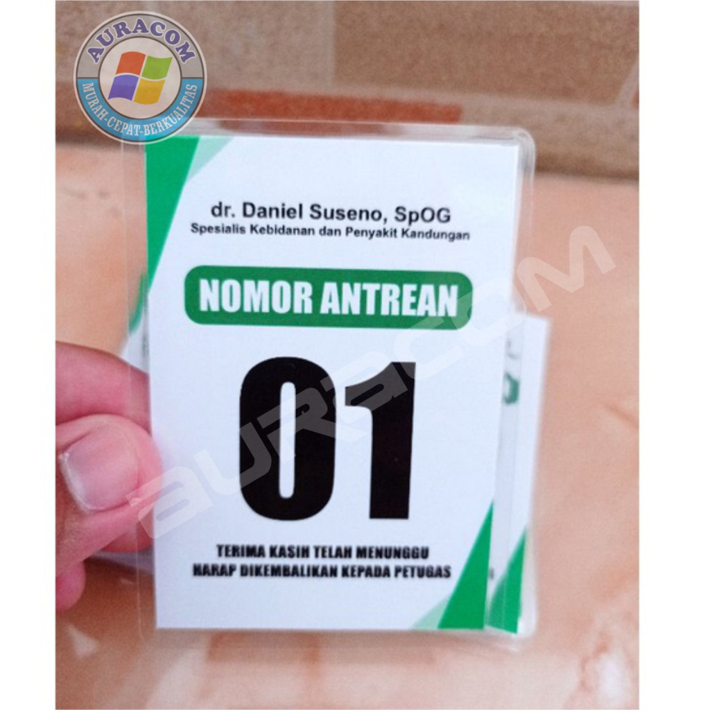 

Nomer Antrian Kertas + Laminating | min 20 pcs berlaku kelipatan | Free Desain| dokter | klinik