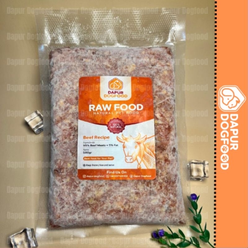Dapur Dogfood Sapi Giling 500gr, Makanan Anjing Kucing Daging Giling Sapi, Minced Beef