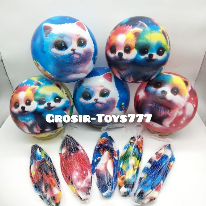 Mainan Bola Karet / Bola Kaki Gambar Kucing / WL-24