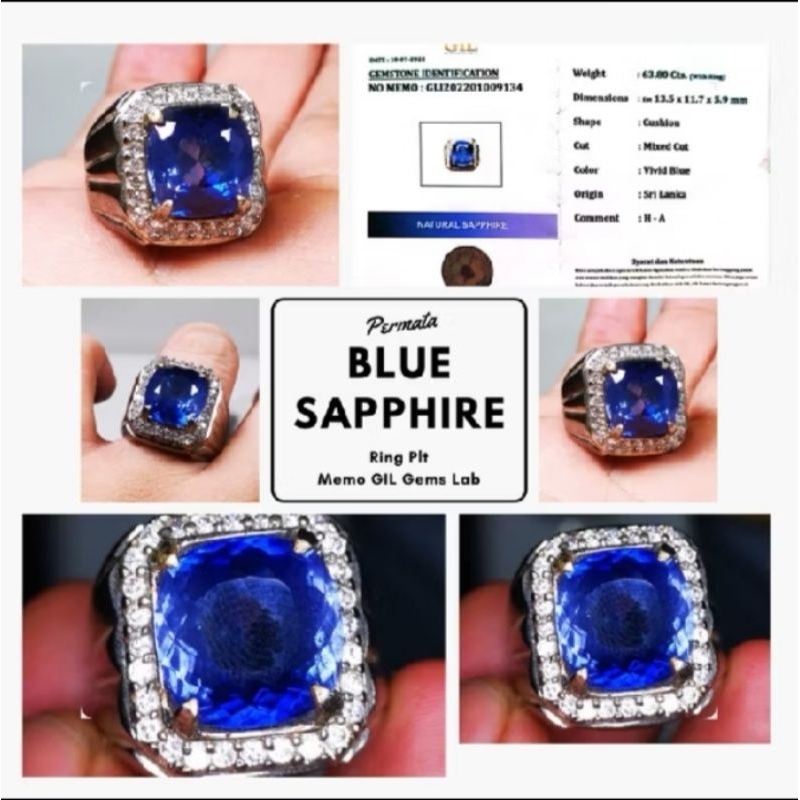 Batu permata royal blue safir kristal mewah sudah memo