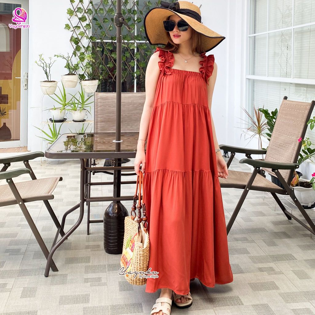 Naomi Dress Midi Homedress Daster Katun Rayon Twill & Motif Model Korea Kekinian Yayuku