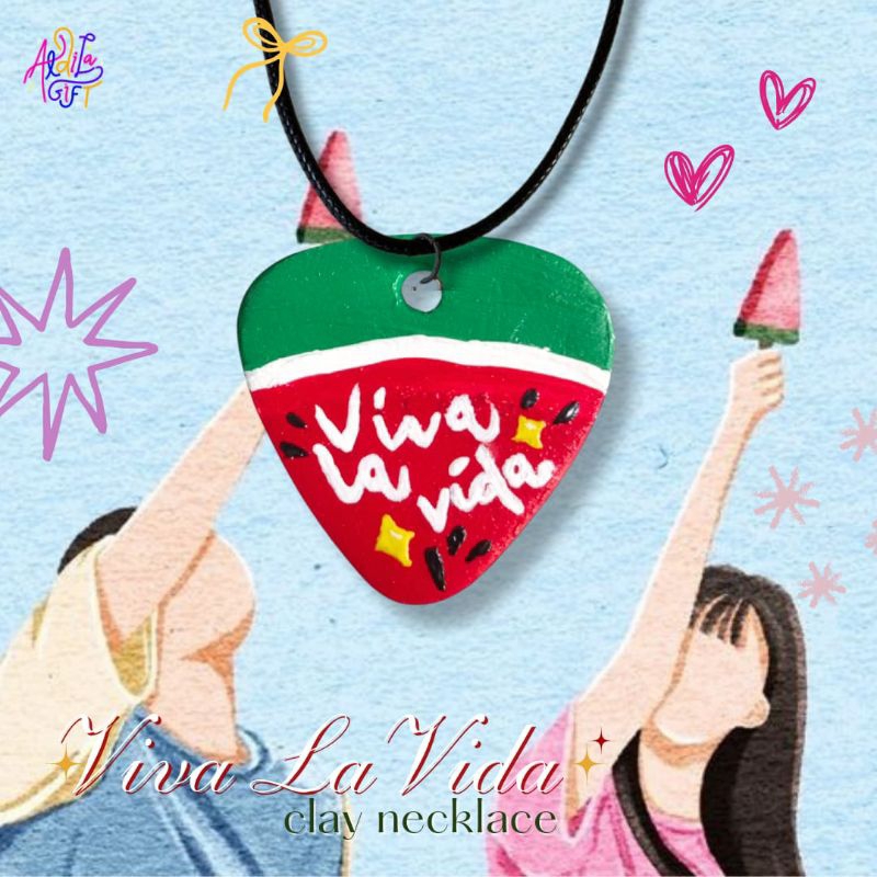 Kalung Viva La Vida / Clay Necklace / Kalung Twinkling Watermelon / Watermelon sugar / Kalung Clay /