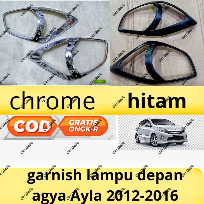Garnish depan mobil Agya  Ayla 2013 2014 2015 2016 sporty Hitam + Chrome