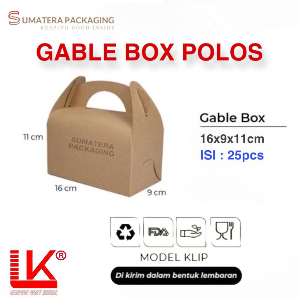 

Gable Box Hampers LEBARAN Souvenir Gift Pack Snack 16x9x11 Non Laminasi isi 25pcs medan