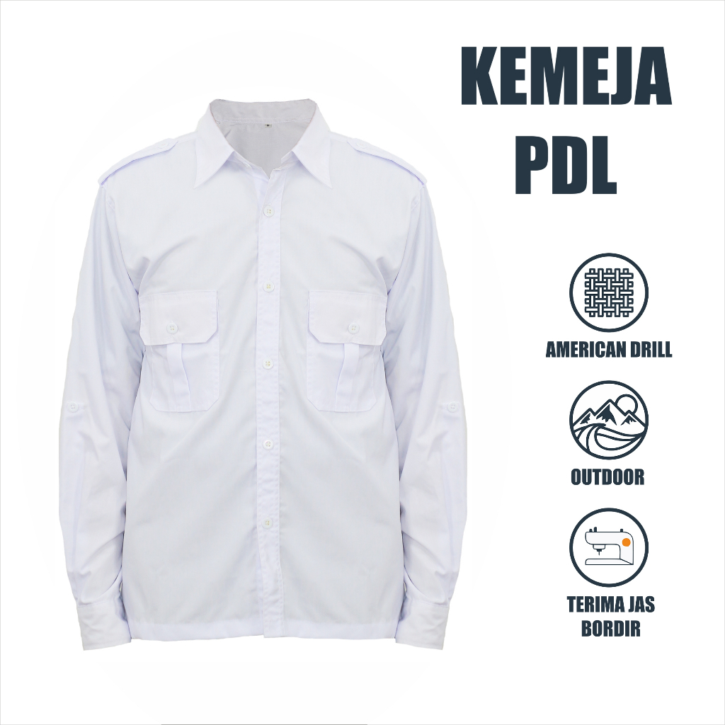 Manmayer -  Kemeja PDL PDH Tactical Putih Lengan Panjang Pria Wanita Custom