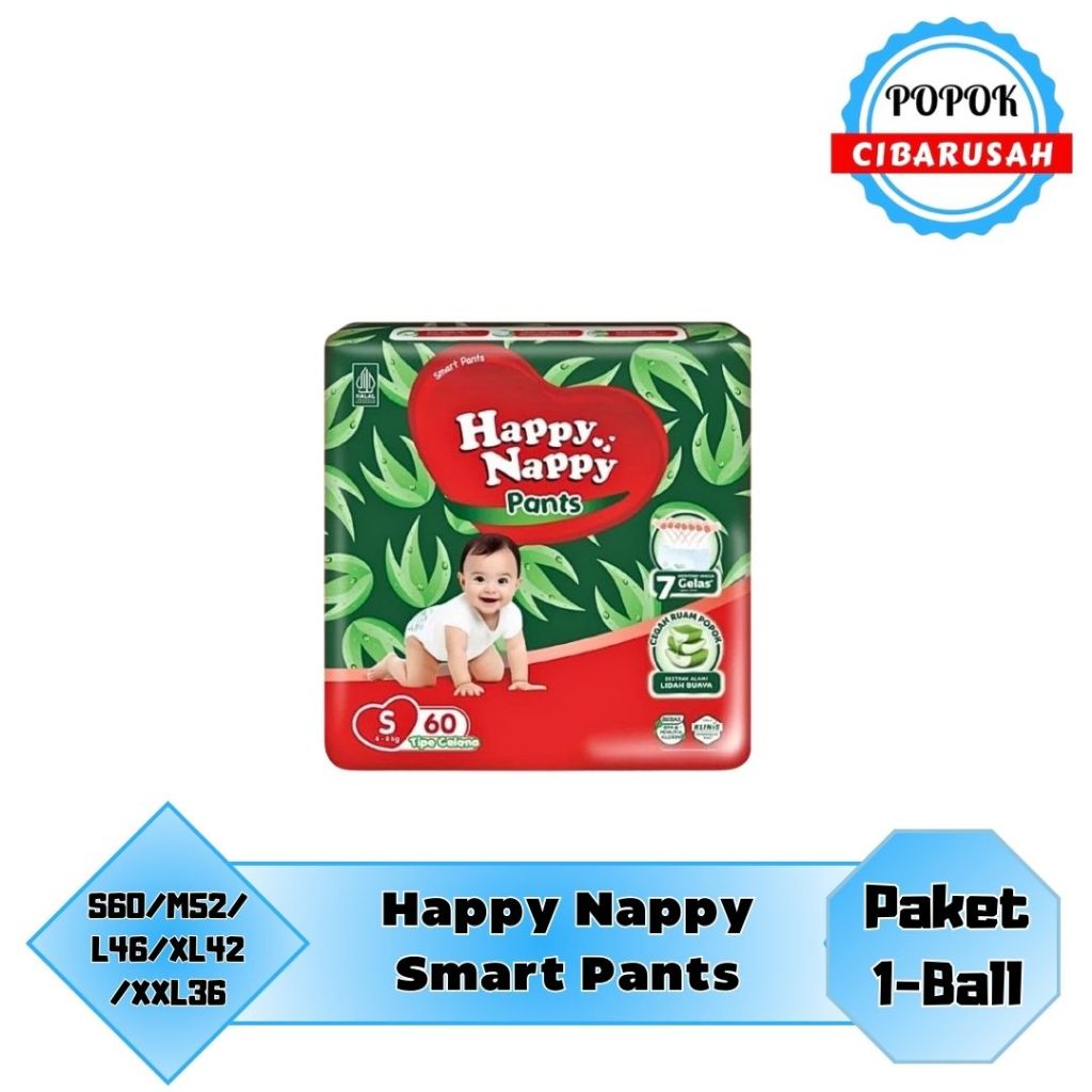 Happy Nappy Smart Pantz/S60/M52/L46/XL42/XXL36/popokcibarusah