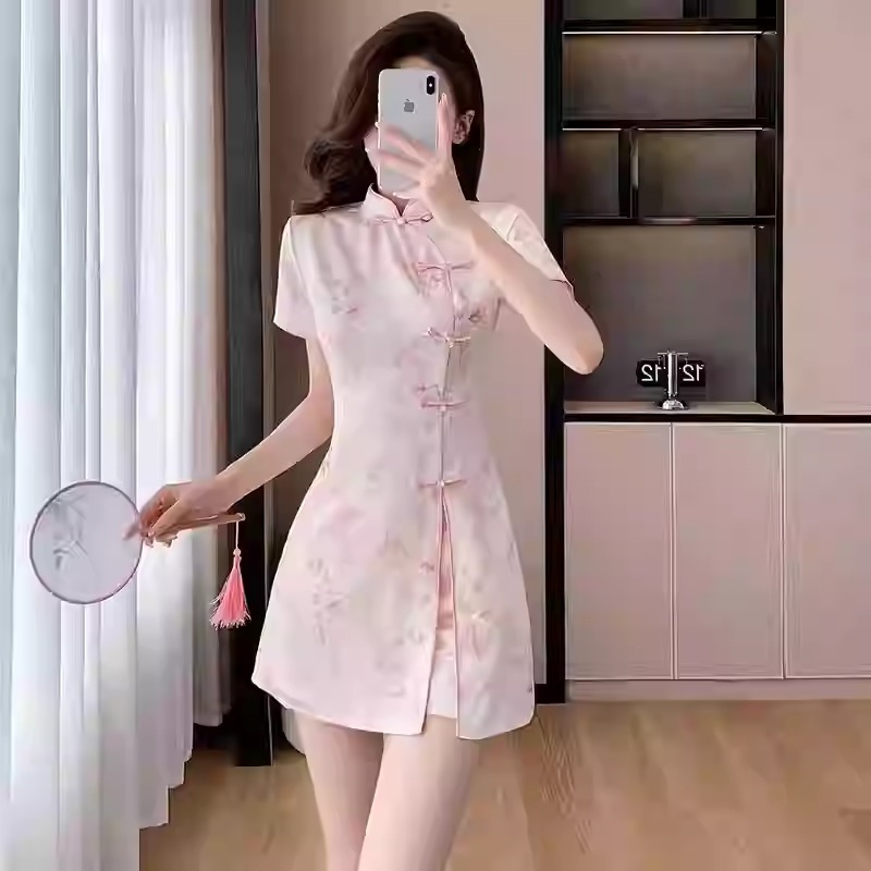 Dress Pendek Hanfu Wanita Gaun Chinese Tradisional Bahan Adem