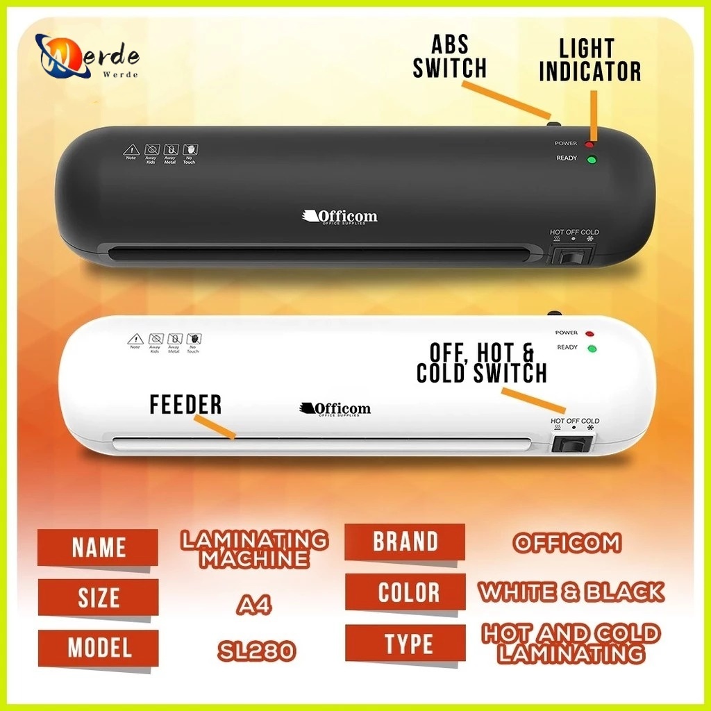 

QUAFF A4 F4 Laminating machine （max laminate 125mic）SL-280 Film Laminator Office Hot & Cold Laminator Machine