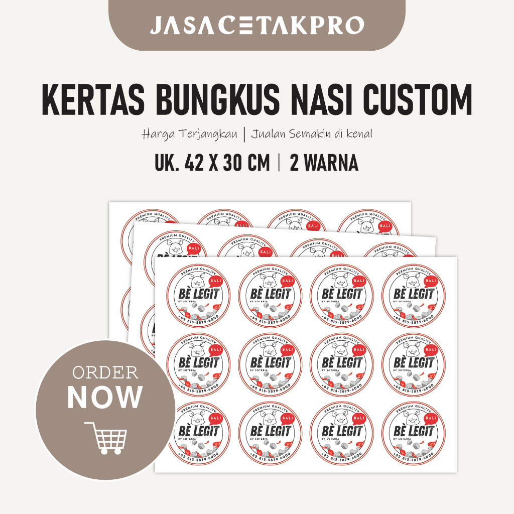 KERTAS BUNGKUS NASI CUSTOM KERTAS NASI PADANG MOTIF DUA WARNA