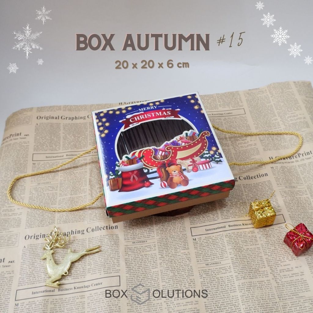 

box autumn x-mas 15 / cake box christmas hampers - 20x20x6 cm