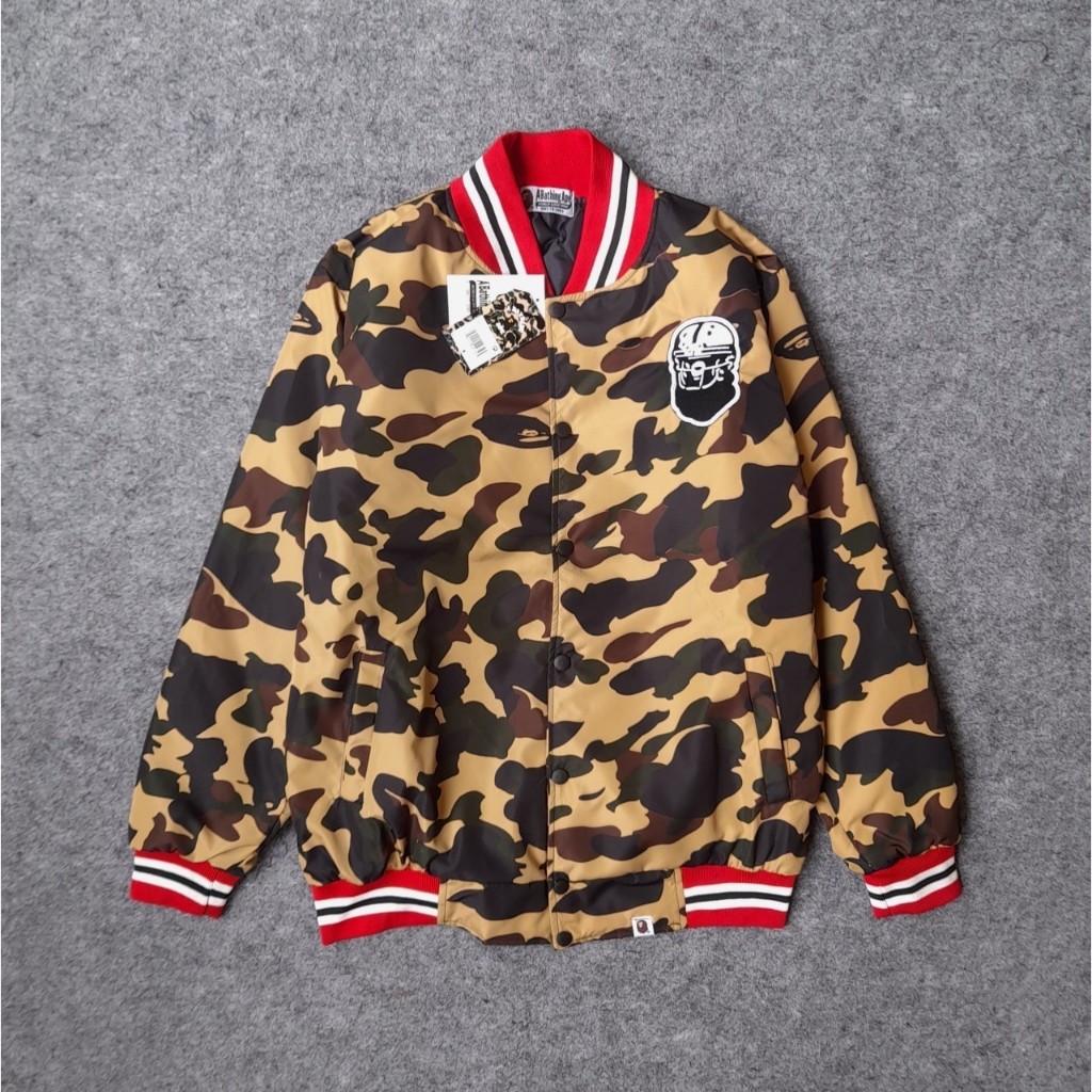 Jacket Varsity Camo Bape Bathing Ape 1993 Bordir Logo Bordir FullTag Prem