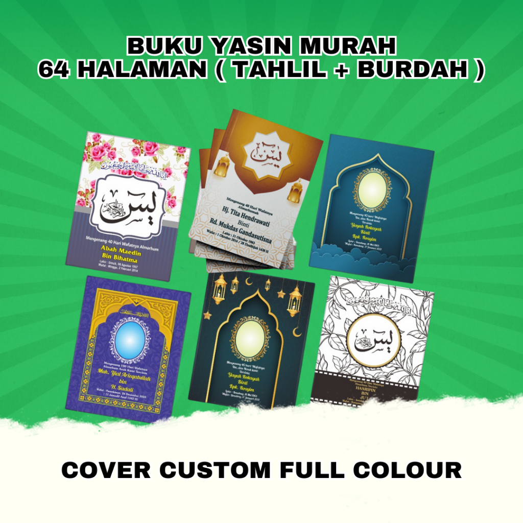 

Buku Yasin Tahlil Burdah Custom Cover Full Colour 64 Halaman