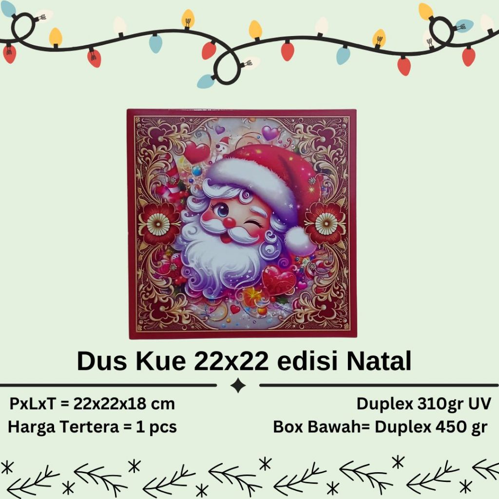 [1 pcs] Dus Natal Kotak 22x22. NATAL2222