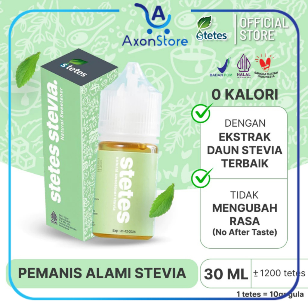 

STETES Stevia Natural Sweetener 30ML Pemanis Bahan Alami Nol Kalori Kemasan Praktis 30 ml