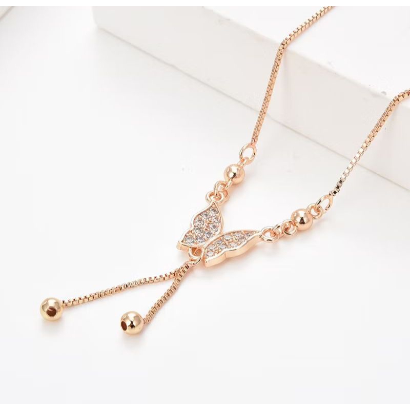 kalung wanita kalung liontin kupu kupu titanium