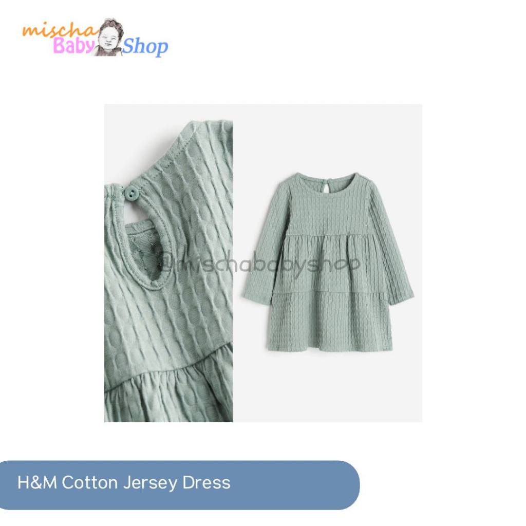 HnM Cotton Jersey Dress - Dusty Green | Pakaian Bayi Perempuan