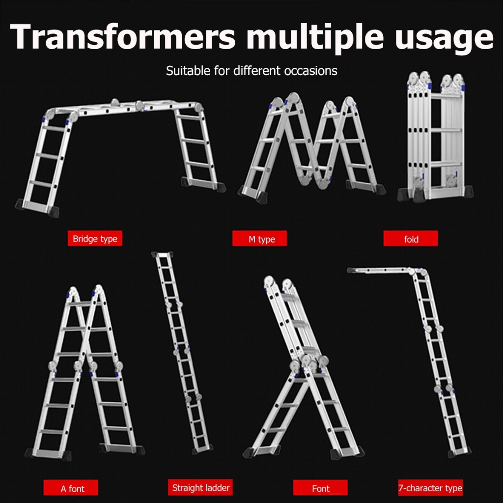 ZA. 3.7M/4.7M/5.8M Tangga Lipat Tangga Aluminium Tangga Multifungsi Tangga Dekorasi Tangga Lipat