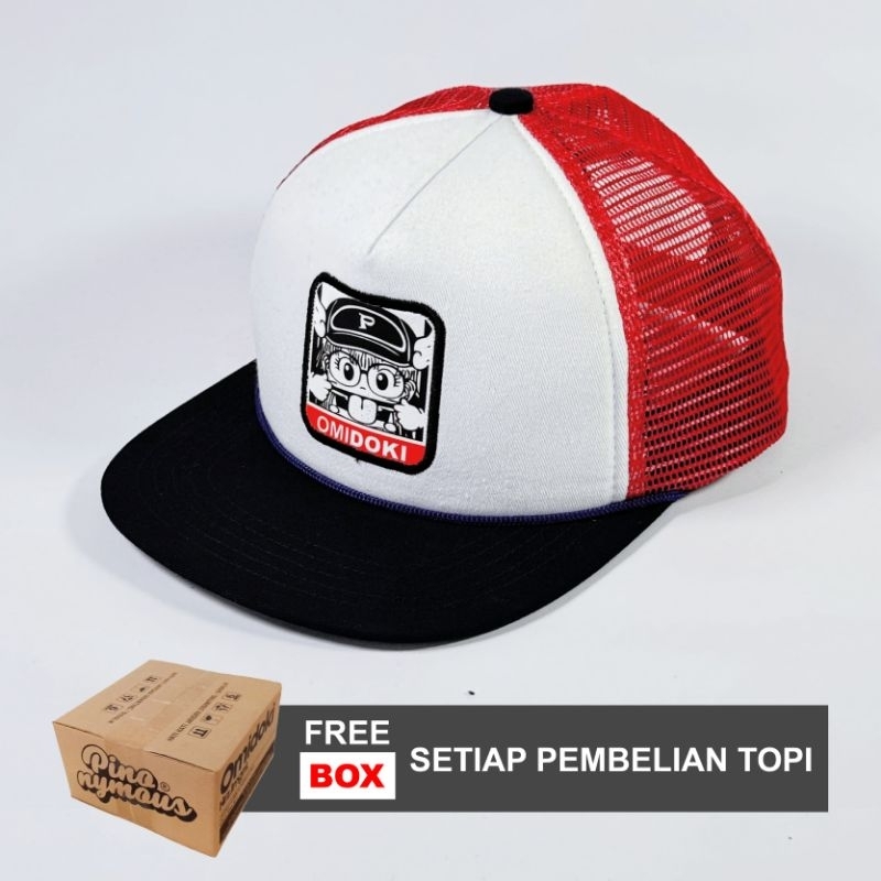 TRUCKER HAT PATCH MERAH PUTIH DARK NAVY SNAPBACK TOPI JARING PRIA DISTRO ORIGINAL VISOR LURUS