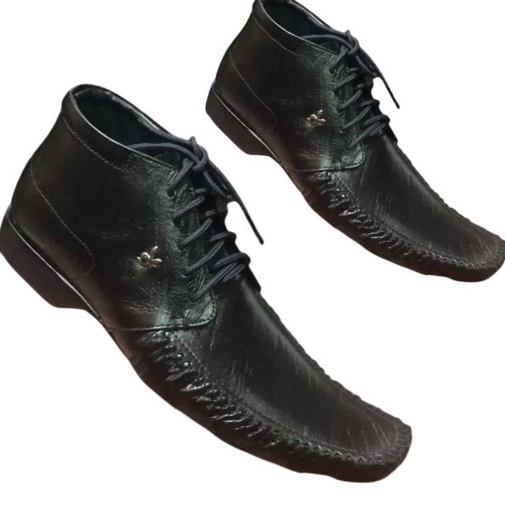 KODE R85W Sepatu formal pria hitam tali kulit aslisepatu boots pdh pria playboy sol karet di jahiit 