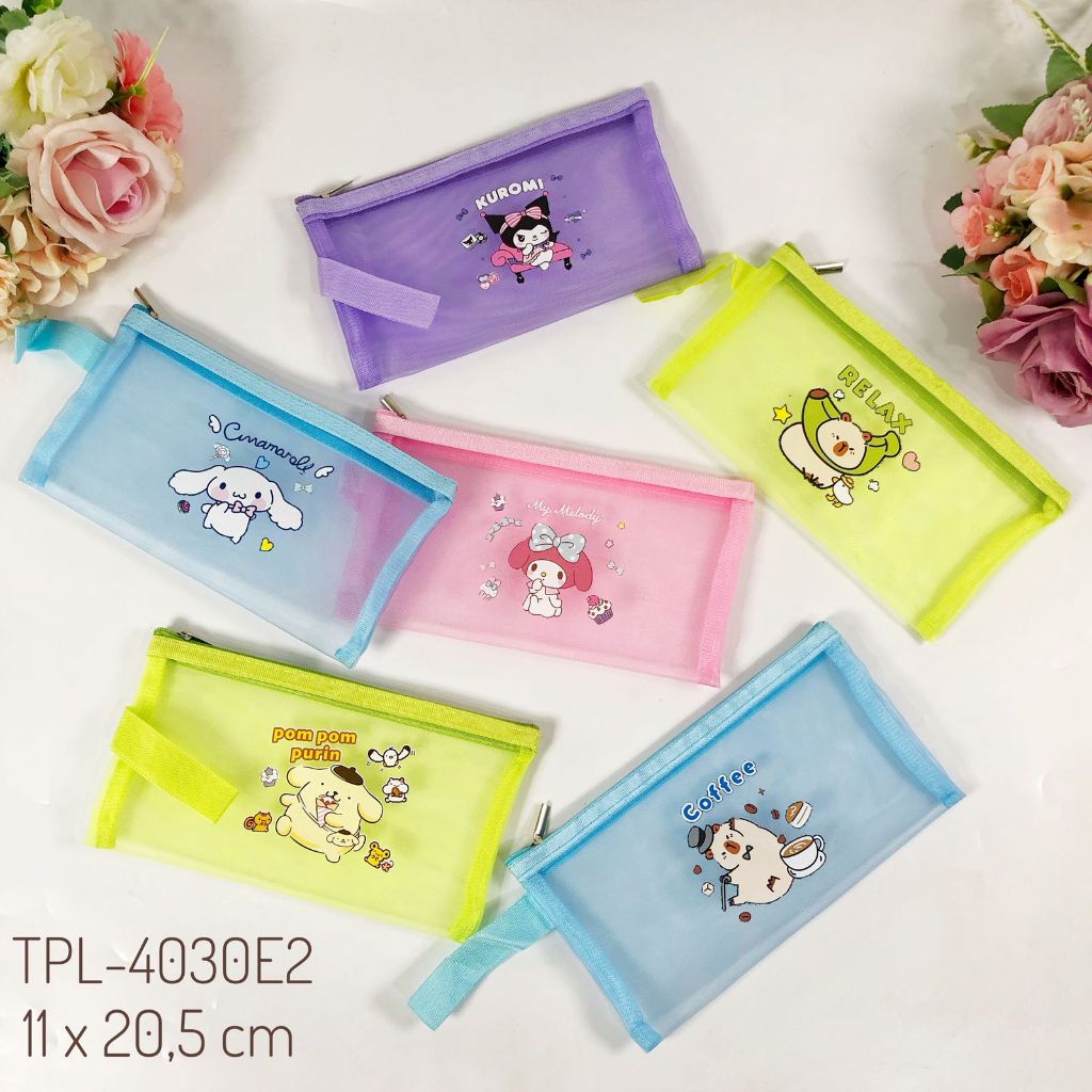 

TEMPAT PENSIL JARING SANRIO CAPYBARA KARAKTER LUCU AESTHETIC | POUCH MAKE UP TRANSPARAN SIMPLE