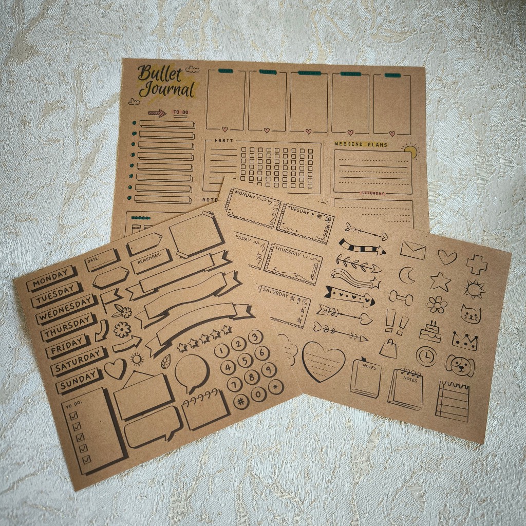 

Stiker Planner Jurnal Brown Kraft bundling 3 sheet