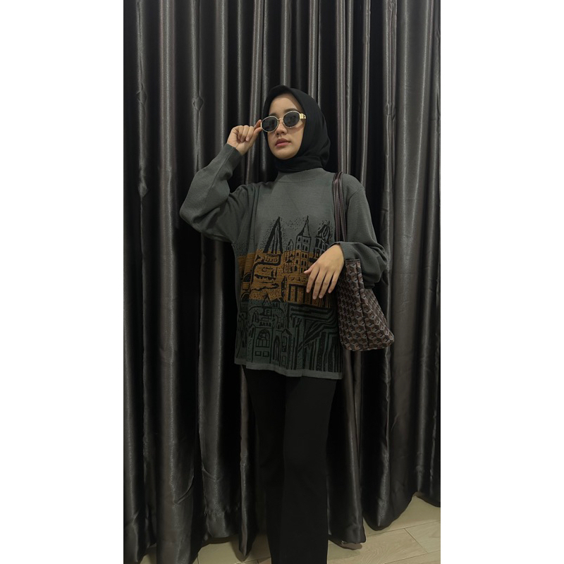 sweater rajut lengan panjang wanita