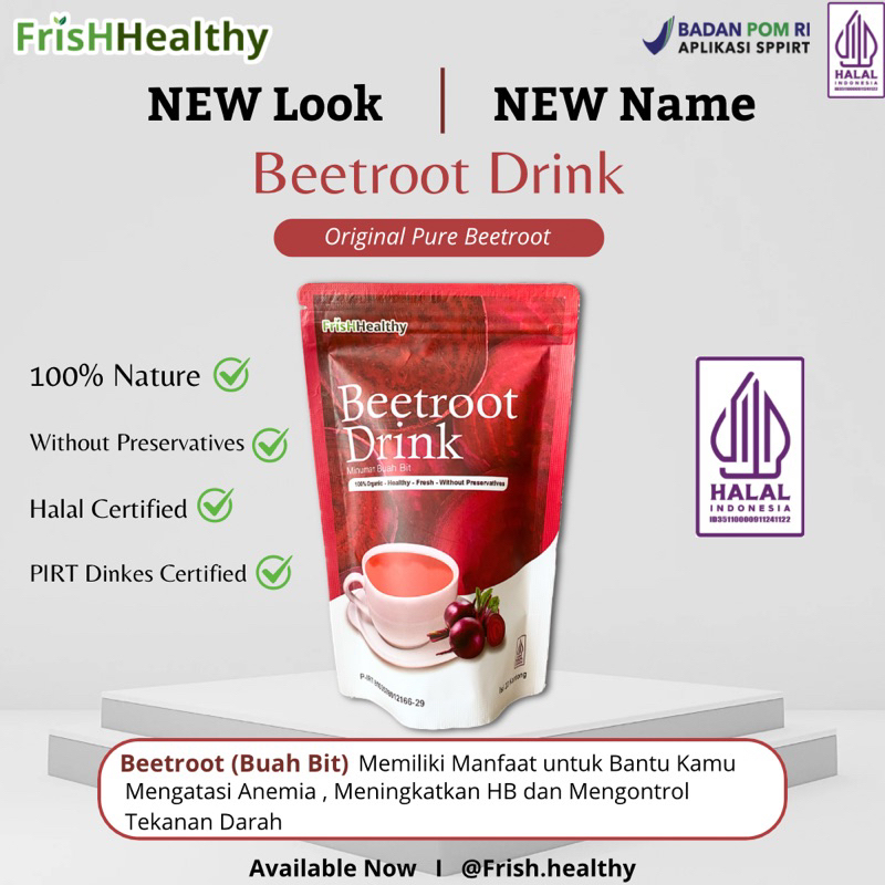 

Isi 20pcs - Beetroot Drink - MINUMAN BUAH BIT - Buah bit - Si penambah Darah - Mengontrol Tekanan Darah