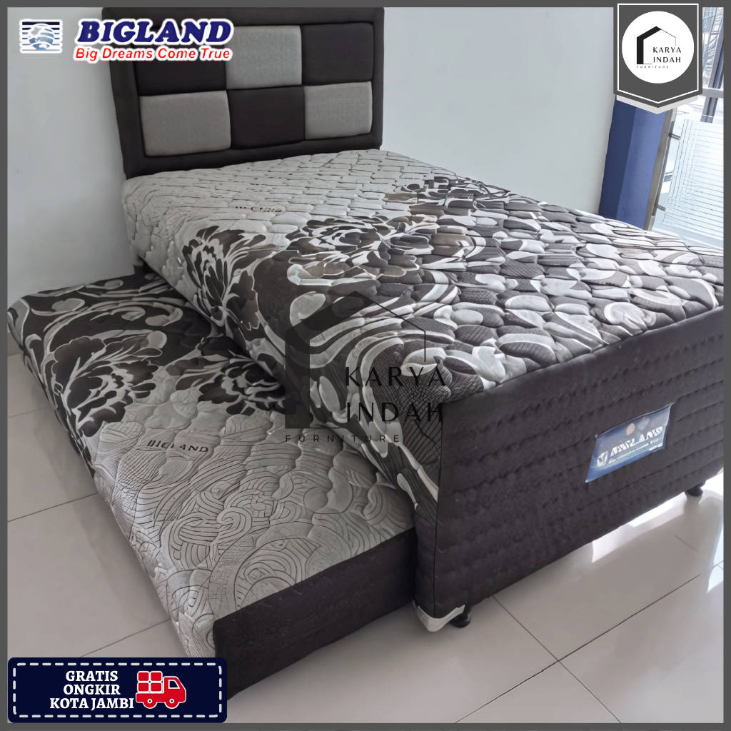 Bed Sorong BIGLAND VICENZA STANDARD 120 - BedSorong Anak Polos TwinBed 2in1 BIGLAND