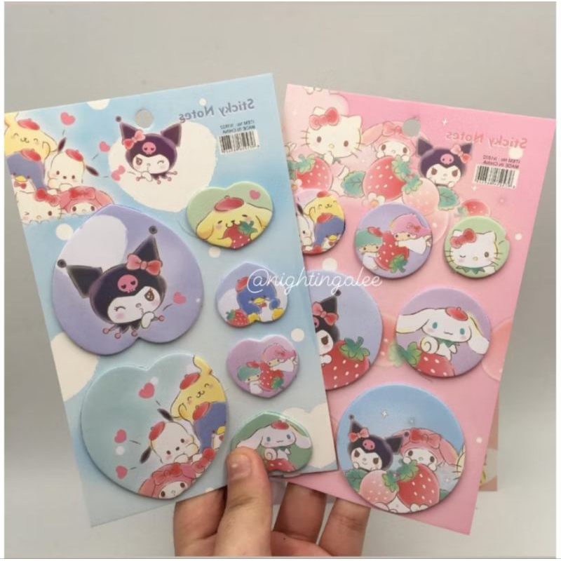 

(NSB) Sticky Notes Memo Karakter Sanrio Bentuk Bulat Bintang Love Kotak| Bisa untuk Freebies