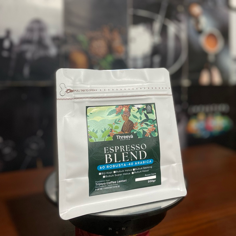 

ESPRESSO BLEND 60%ROBUSTA 40%ARABICA 200gr - GRADE 1 HOUSE BLEND Coffee Robusta Arabica - Bisa Biji Kopi Espresso blend atau Bubuk Kopi Espresso blend - Cocok Untuk Bahan Espresso, kopi susu brown sugar atau latte art