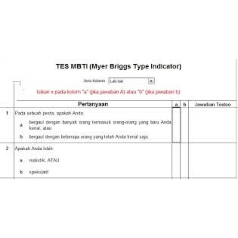 Software Psikotes MBTI