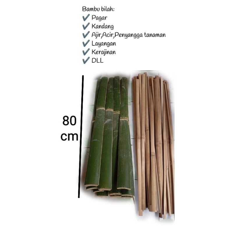 80cm Bambu bilah belah pring bahan pagar pager per batang