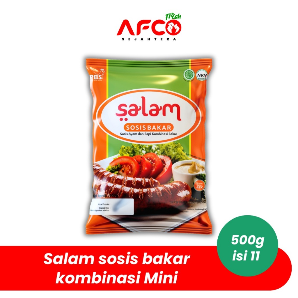 

Afco Fresh Salam sosis bakar kombinasi mini berat 500g isi 11pcs