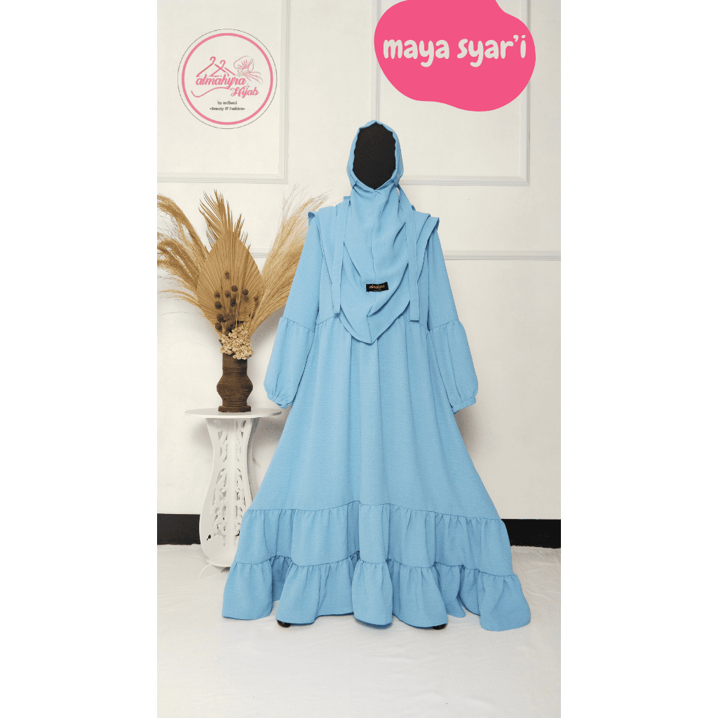 MAYA SYAR'I/GAMIS ANAK USIA 5- 12 TAHUN/GAMIS SYAR'I PLUS HIJAB BAHAN CRINGKLE