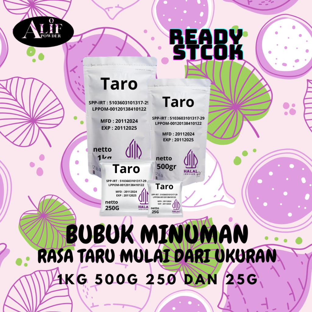 

Bubuk Minuman RASA TARO 1KG/ Serbuk minuman aneka Rasa / Minuman Instan / Drink Powder
