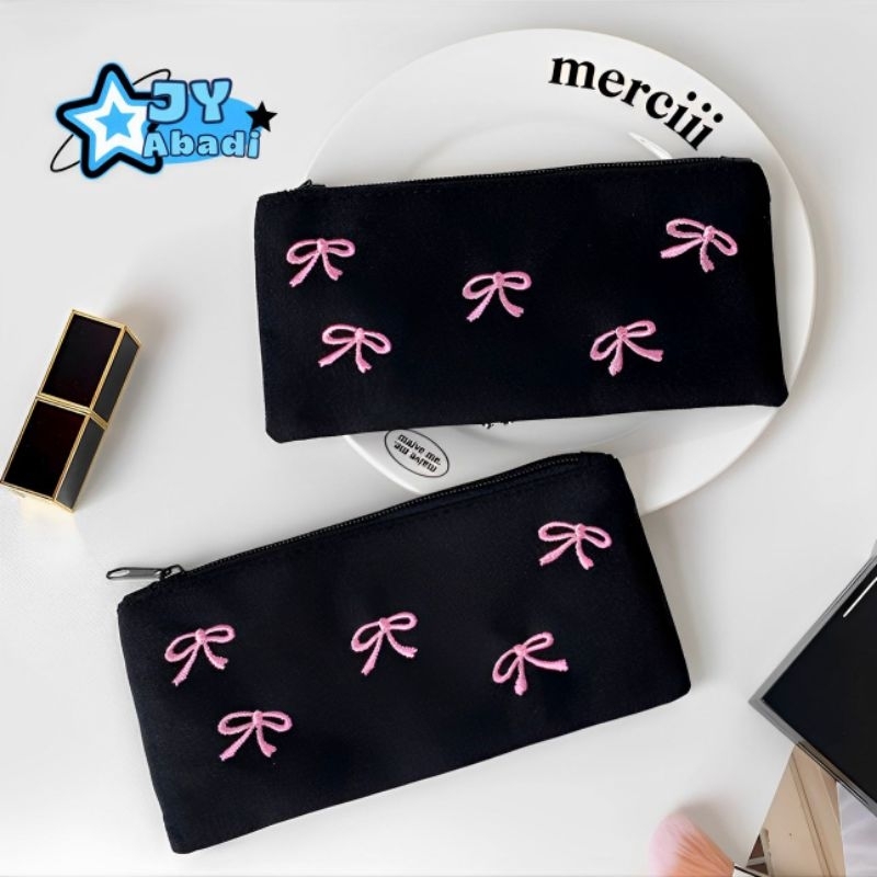 

Ribbon Pencil Case/ Kotak Pensil Pita Pink Coqquete Pouch Serbaguna Multifungsi SB-12