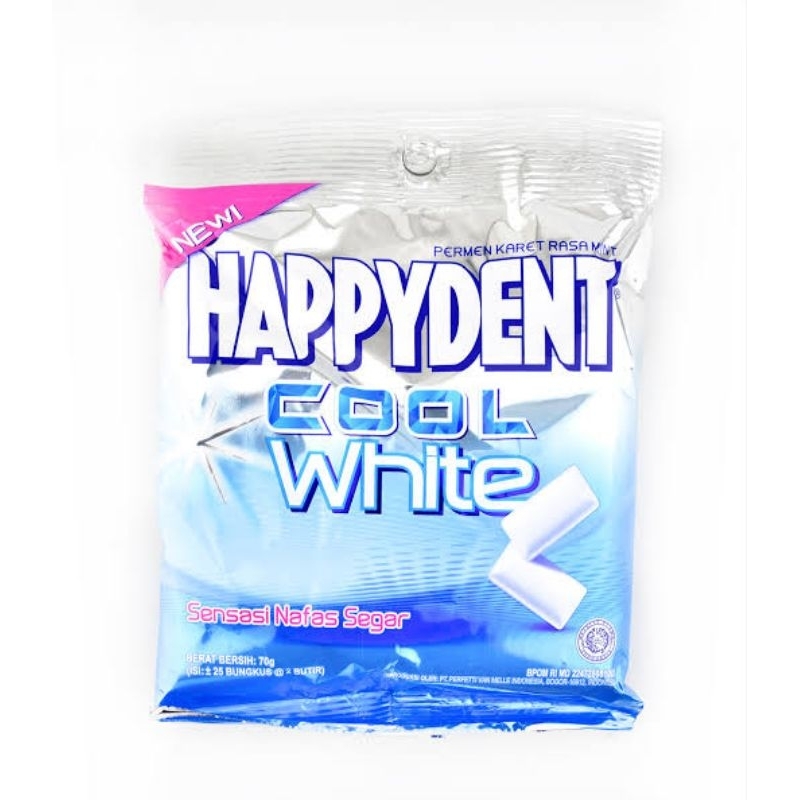 

Happydent Cool White botol 61,6 gram/70 gram(25 bungkus@2butir)