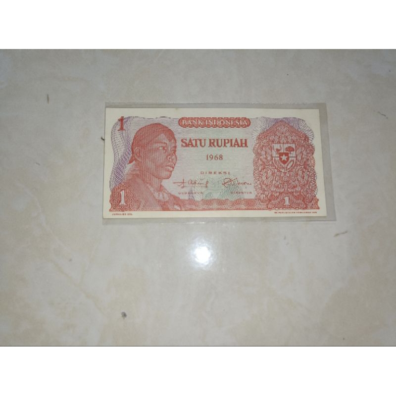uang 1 / satu rupiah Soedirman tahun 1968 asli unc