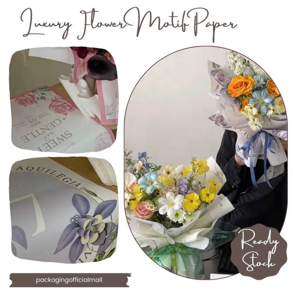 

LUXURY FLOWER MOTIF PAPER / CELLOPHANE / FLORIST PAPER / KERTAS BUKET BUNGA / WRAPPING WRAPPER