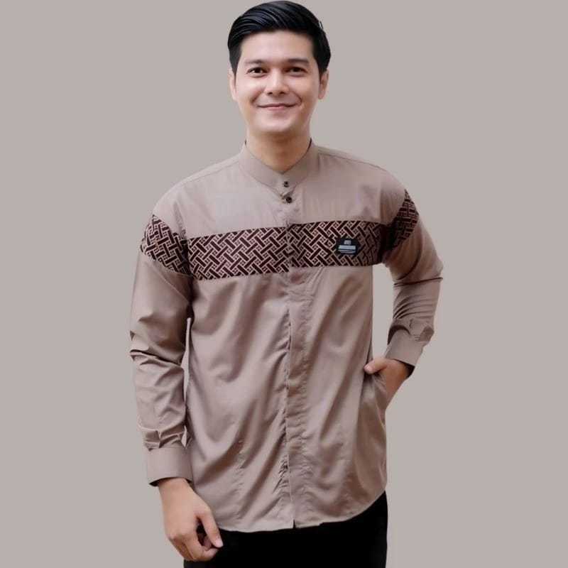 Hot Sale Baju Koko Pria Lengan Panjang Motif Kobata Kombinasi Batik Dan Yordan Simple Terbaru 2025