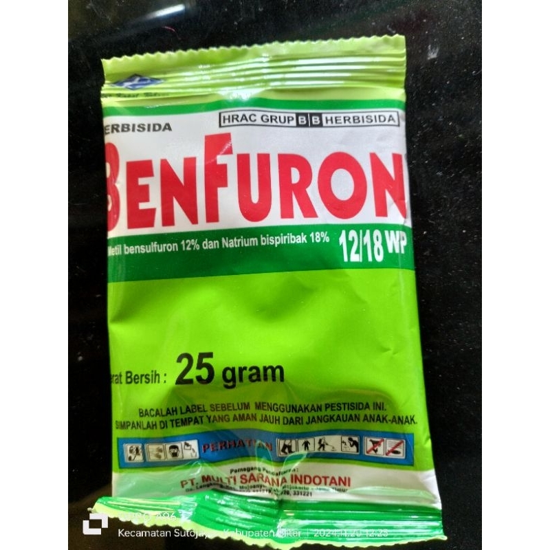 ~RIZQUNA PERTANIAN ~ Obat rumput benfuron 12/18 wp 25gr herbisida selektif padi sawah/lahan air sedi