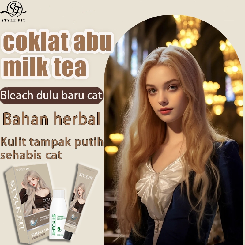 【Beli 100ml gratis 100ml】Milk tea brown hair colour *200ml Bleach dulu baru cat,sari tumbuhan murni(